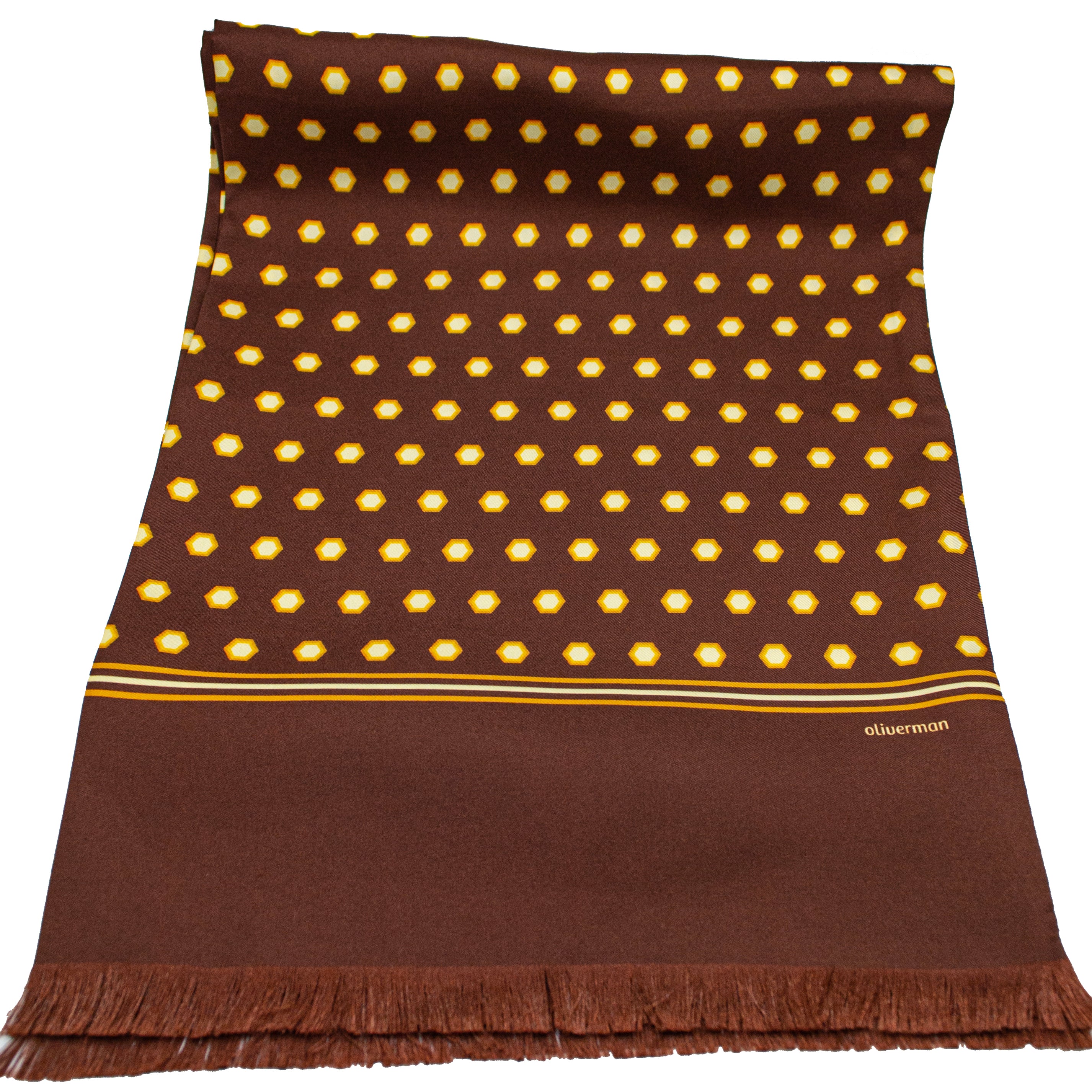 Brown Hexagon 100% Silk Scarf – Oliverman