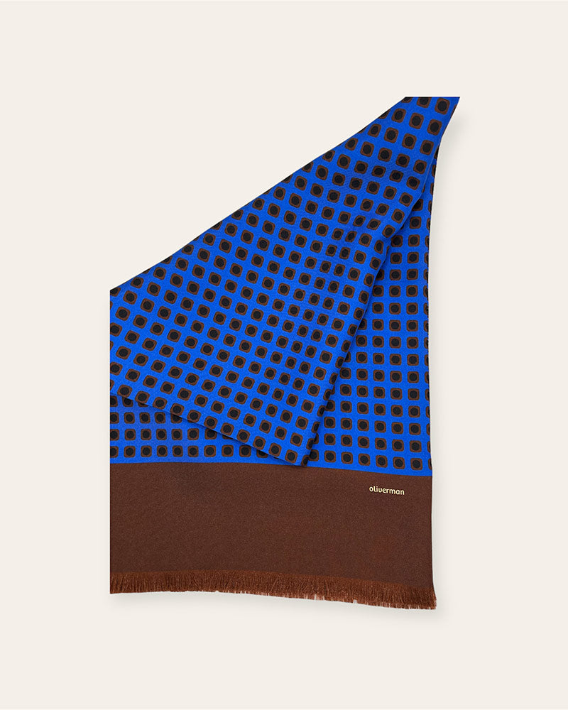 Blue &amp; Brown 100% Silk Scarf