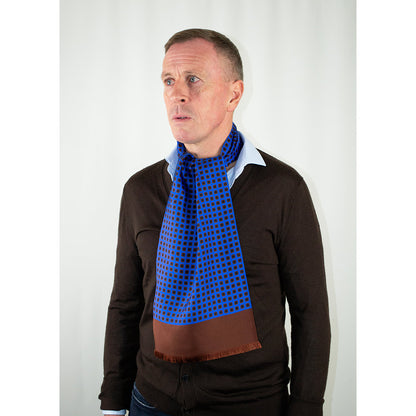 Blue &amp; Brown 100% Silk Scarf