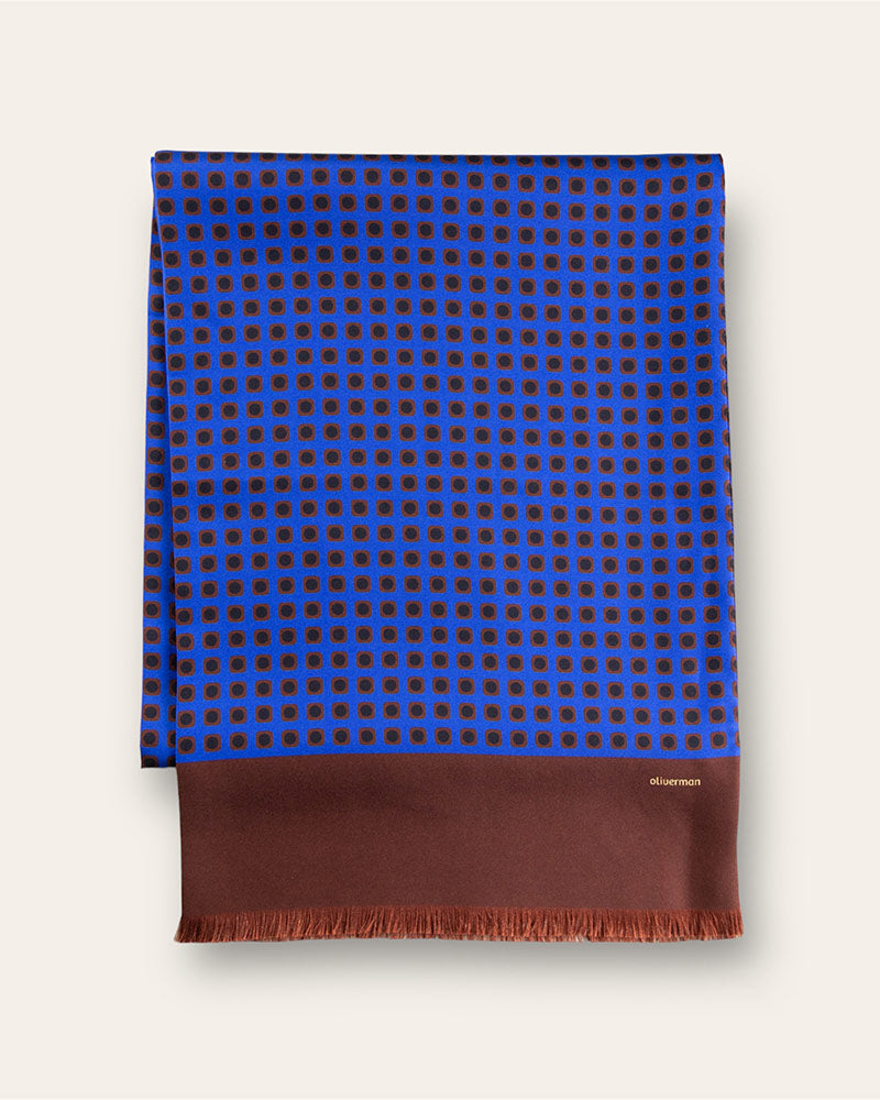 Blue &amp; Brown 100% Silk Scarf