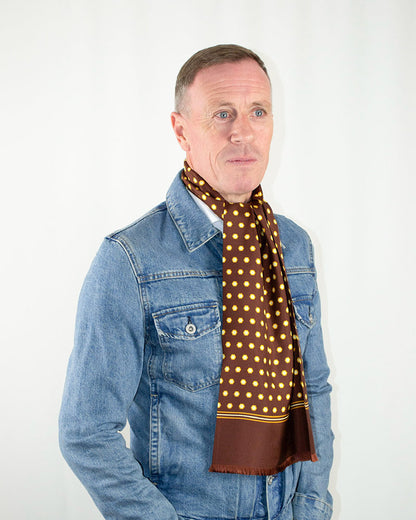 Brown Hexagon 100% Silk Scarf