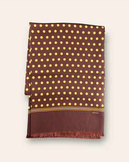 Brown Hexagon 100% Silk Scarf