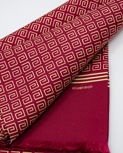 Maroon Greek Motif 100% Silk Scarf