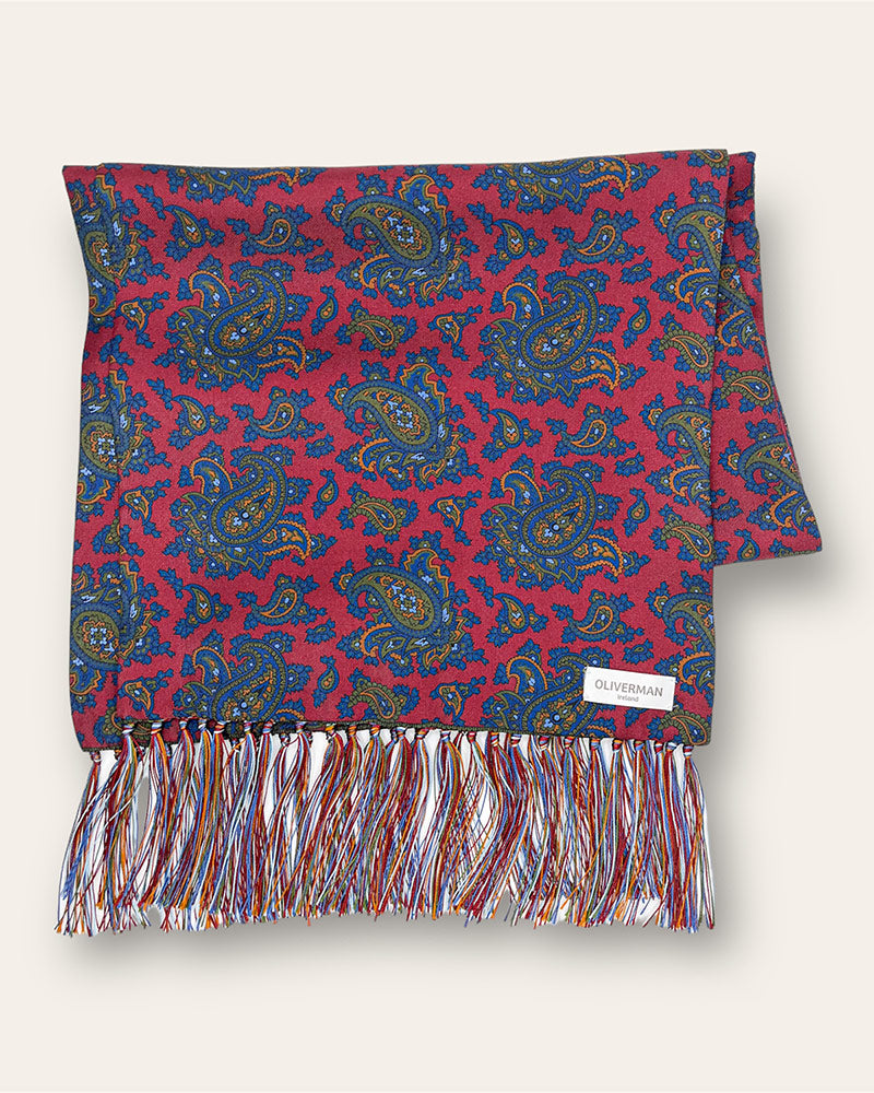 Maroon Paisley 100% Silk Scarf