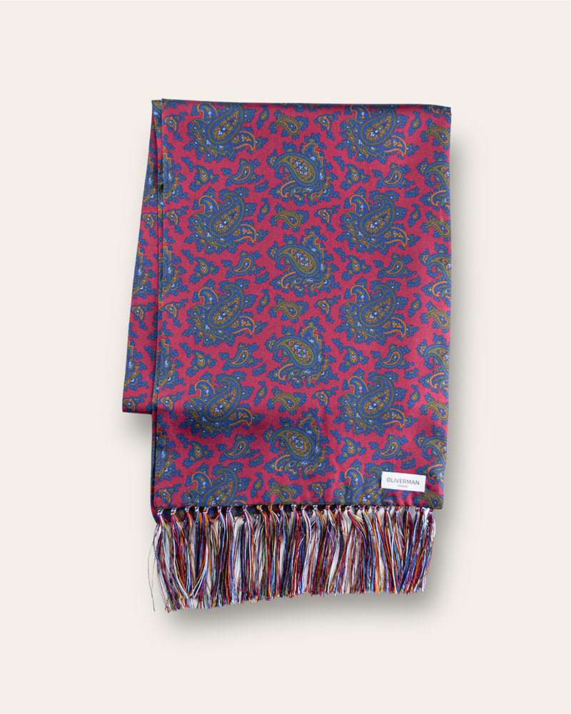 Maroon Paisley 100% Silk Scarf