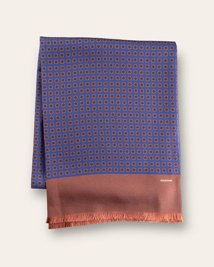 Dark Blue and Brown 100% Silk Scarf