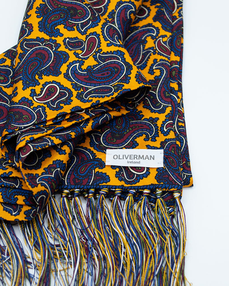 Gold Paisley 100% Silk Scarf