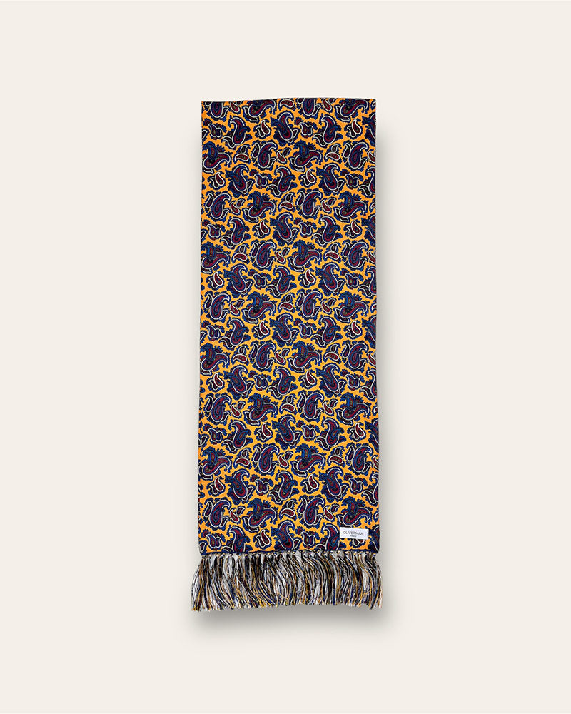 Gold Paisley 100% Silk Scarf